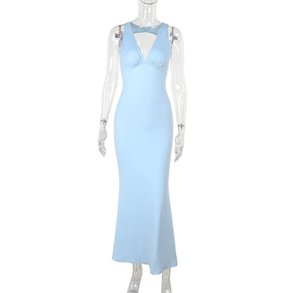 Sexy slim fit V-neck backless slim fit dress